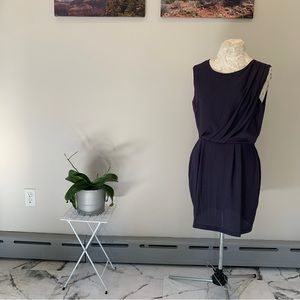 Purple satin drape dress